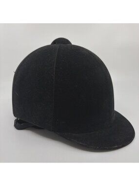 Vintage Knightsbridge Black Velvet Equestrian Riding Helmet Hat Size 7 3/8 60cm